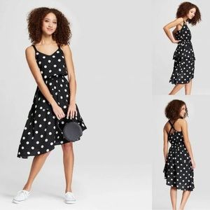 Polka Dot Sleeveless Ruffle Dress